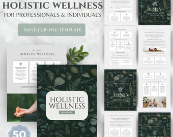 Ganzheitlicher Wellness-Leitfaden, Coaching-Vorlagen, eBook-Vorlage Canva, DFY Digital Produkte, erstellte Therapie-Arbeitsblätter für Coaching Business