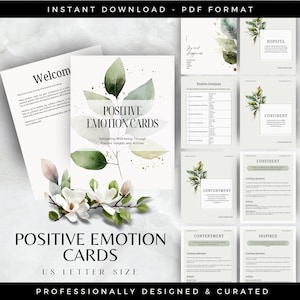 Tarjetas imprimibles de coaching y terapia de emociones positivas, hojas de trabajo y recursos de coaching, producto digital listo para usar