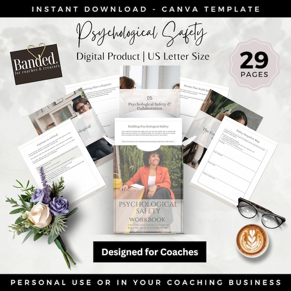 Psychological Safety Workbook, Canva Template, Editable Leadership Training Resource, Team Development and Communication Skills Tool