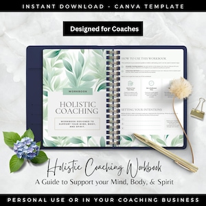 Holistic Coaching Workbook Health and Wellness Coach Worksheet Templates, Wellness Holistic Coaching Tools Resources, Coach Canva Template