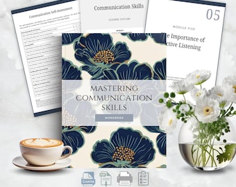 Mastering Communication Skills Canva Workbook, Active Listening, Verbal and Nonverbal Communication Tools