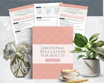 Emotional Regulation Worksheets for Adults, Coping Skills, Self Awareness Tool (Canva Template)