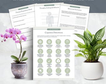 Cognitive Behavioral Therapy Worksheets, CBT Tools Workbook (Digital Download)
