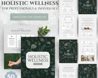 Holistic Wellness Guide, Coaching Templates, eBook Template Canva, DFY Digital Products, Create Therapy Worksheets for Coaching Business