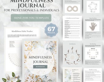 Mindfulness Journal eBook Canva Template, Selbstfürsorge und Reflektion mit Prompts, für Therapie & Coaching Business, Coach Arbeitsblätter