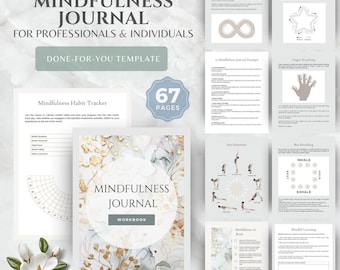 Mindfulness Journal Workbook Canva Template, Self Care Prompts (Digital Download)