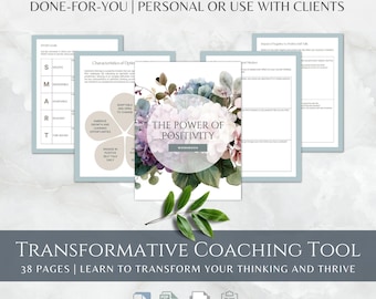 Positivity Workbook, Growth Mindset, Therapy Tools, Canva Template (Digital Download)