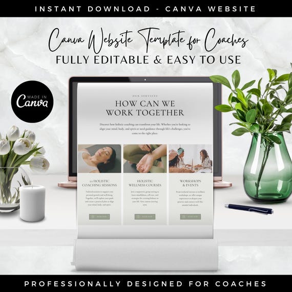 Holistic Coach Wellness Canva Website Template