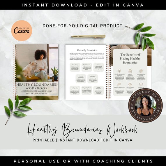 Healthy Boundaries Workbook, Coaching Worksheets, Therapist Tools and Resources for Coaching Business, Effective Communication Relationships