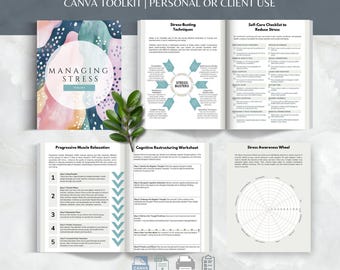 Managing Stress Canva Toolkit, Coping Strategies, Self Care Worksheets (Digital Download)