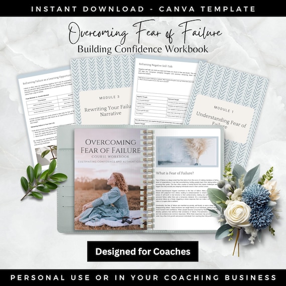 Overcoming Fear Of Failure Coaching Workbook Canva Template For Self Development Instant Download Editable For Life Coaches