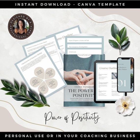 Positivity Workbook eBook Template Canva, Coaching Business, Growth Mindset, Personal Development, Therapy Worksheets, Therapist Tools