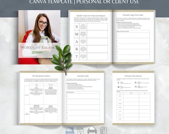Career Coaching Work-Life Balance Canva Planner, SMART Goals, Weekly Planning (Digital Download)