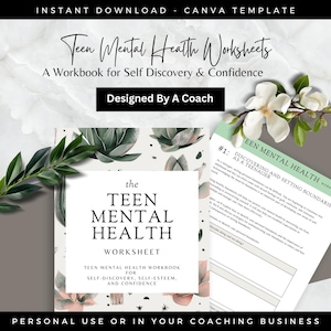 Teen Mental Health, Therapy Workbook, Confidence Building, Self Esteem Worksheets, DBT CBT, Done For You Digital Product, Coaching Business