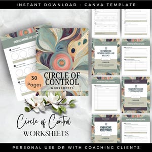 Things I Can Control Worksheet, Therapy Resources, Circle of Control Anxiety Relief, Self-Esteem Coping Skills, Canva DFY Digital Product