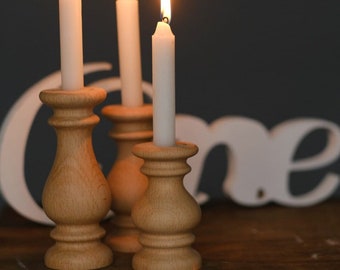 Wood Candle Holders, Traditional Candlestick, Small Wood Candlesticks, Tea Lights, Minimalist Decor, 3 Set of Candlesticks, Wedding Decor,