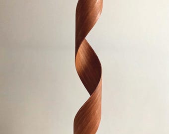 Handmade Flame-Shaped Spiral Wooden Floor Lamp