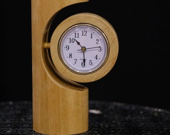 Modern Table Clock, Wooden Desk Clock, Wood Art, Round Table Clock, Decorative Table Clock, Office Desk Clock, Vintage Clock Wood, Clock,