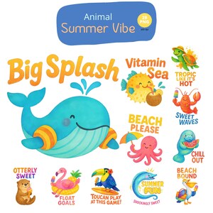 Animal Summer Vibe, Letni Clipart, Animal Png, Letnia Plaża, Sezon Letni, Letni Png, Aktywności Plażowe, Letnia Koszulka, T-shirt, Przedszkole