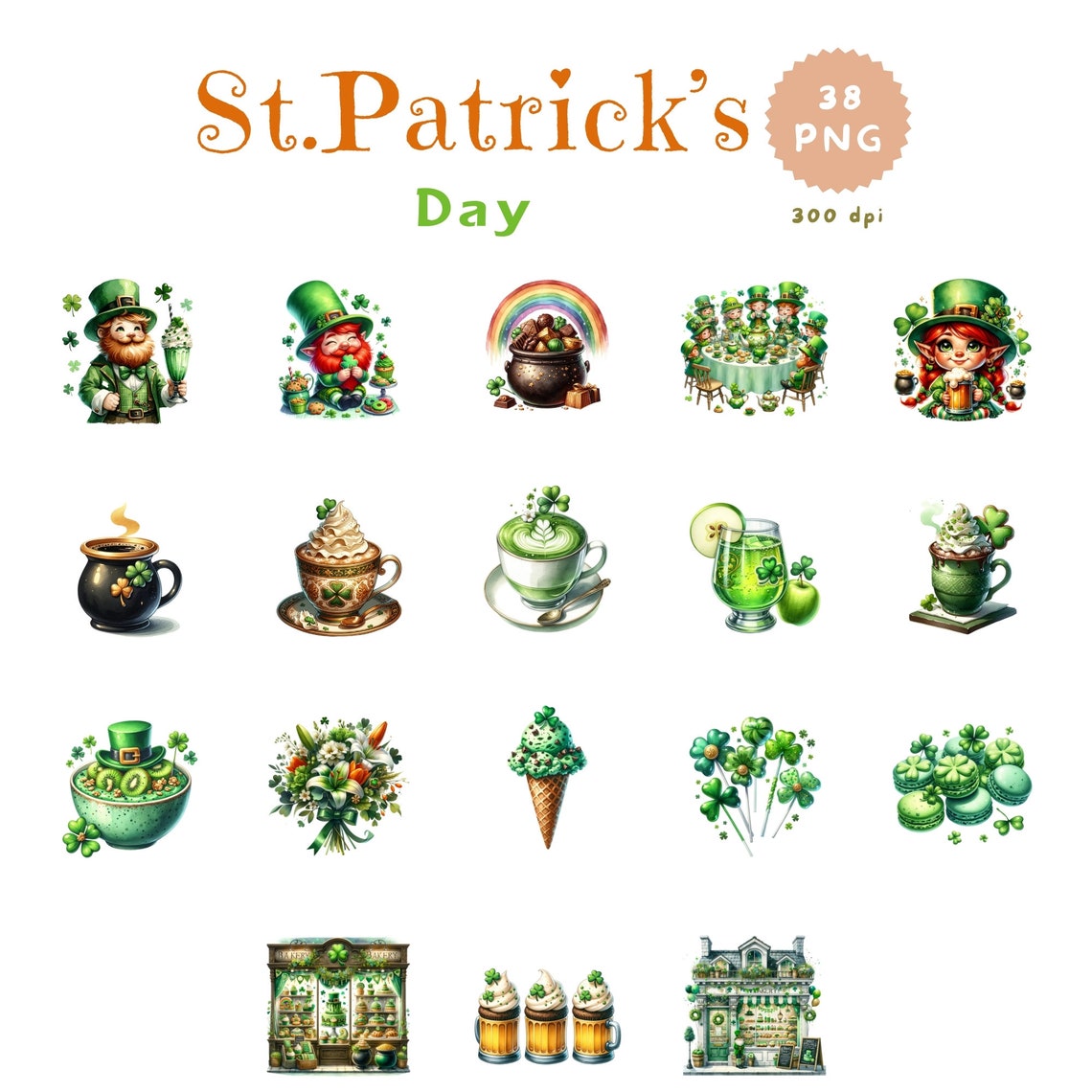 Sweet St. Patrick's Clipart, Green Dessert PNG, St. Patrick PNG