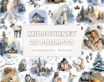 Chuchotement d'hiver – 28 invites à mi-parcours | Aquarelles enchanteresses d'animaux et de scènes d'hiver