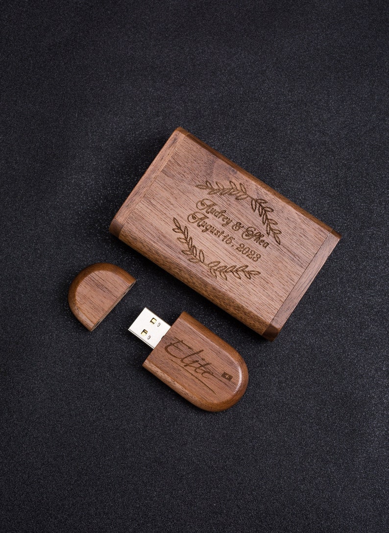 Holz-Hochzeits-USB-Stick mit Box Case 3.0 Erinnerungsbox Bild 1