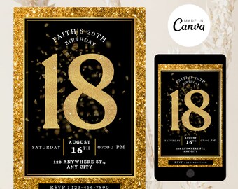 Editable Simple 18th Birthday Party Invitation Download - Etsy
