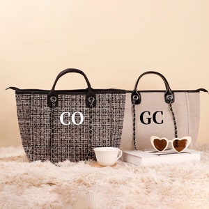Personalisierte Schulter-Einkaufstasche, ursprüngliche Tasche, Ketten-Einkaufstasche, Damenhandtasche, benutzerdefinierte Tasche, Brautjungfer-Strandtasche, Segeltuchtasche, Geschenke für sie