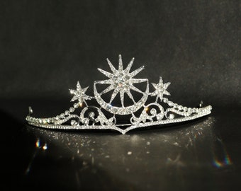 Couronne étoiles et lune, couronne Feyre, couronne d'acotar diamants flash, diadème de mariée, couronne de acotar de mariage, couronne de Feyre, couronne de halo, accessoires de mariage