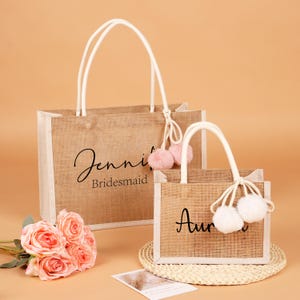 Personalized Burlap Bags, Bridesmaid Proposal Bags,Monogram Tote Bag, Bridesmaid Gift Bag,Bachelorette Party Bags,Beach Bag,Gift Bags