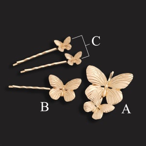 Gold butterfly hairpin,bridal headwear,butterfly tiara,wedding dress,Korean wedding,French butterfly hair accessories,Party gifts