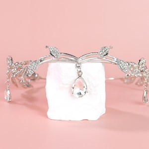 Stirn Tiara, Fee Tiara,Elfen Kopfschmuck,Hochzeit Stirnband,Haarreif,Baumelnde Strass Krone,Renaissance Faire Outfit, Festival Kopfschmuck