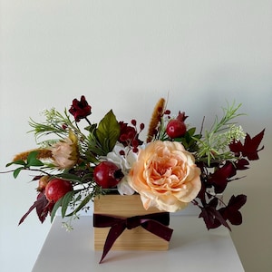 Floral Home Decor: Real-Touch Silk Flower Arrangement with Pomegranate, Peony & Chrysanthemums for Fall Decor