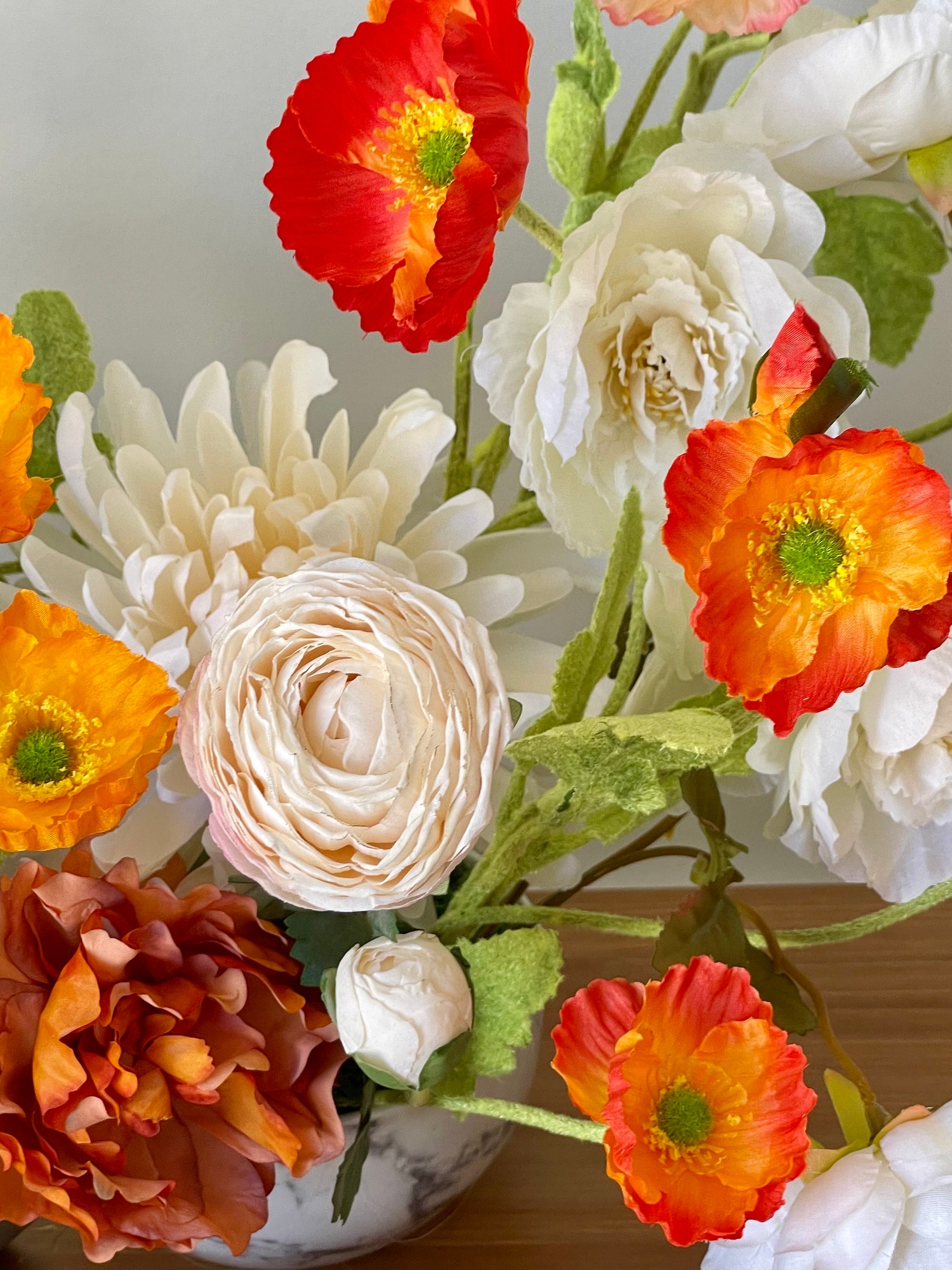Floral Home Decor, Artificial Flower Arrangement With Poppies, Roses ...