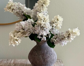 Artificial Cone Hydrangea Stem, Faux Flower Pink or Purple-White Wedding Bouquet Decor