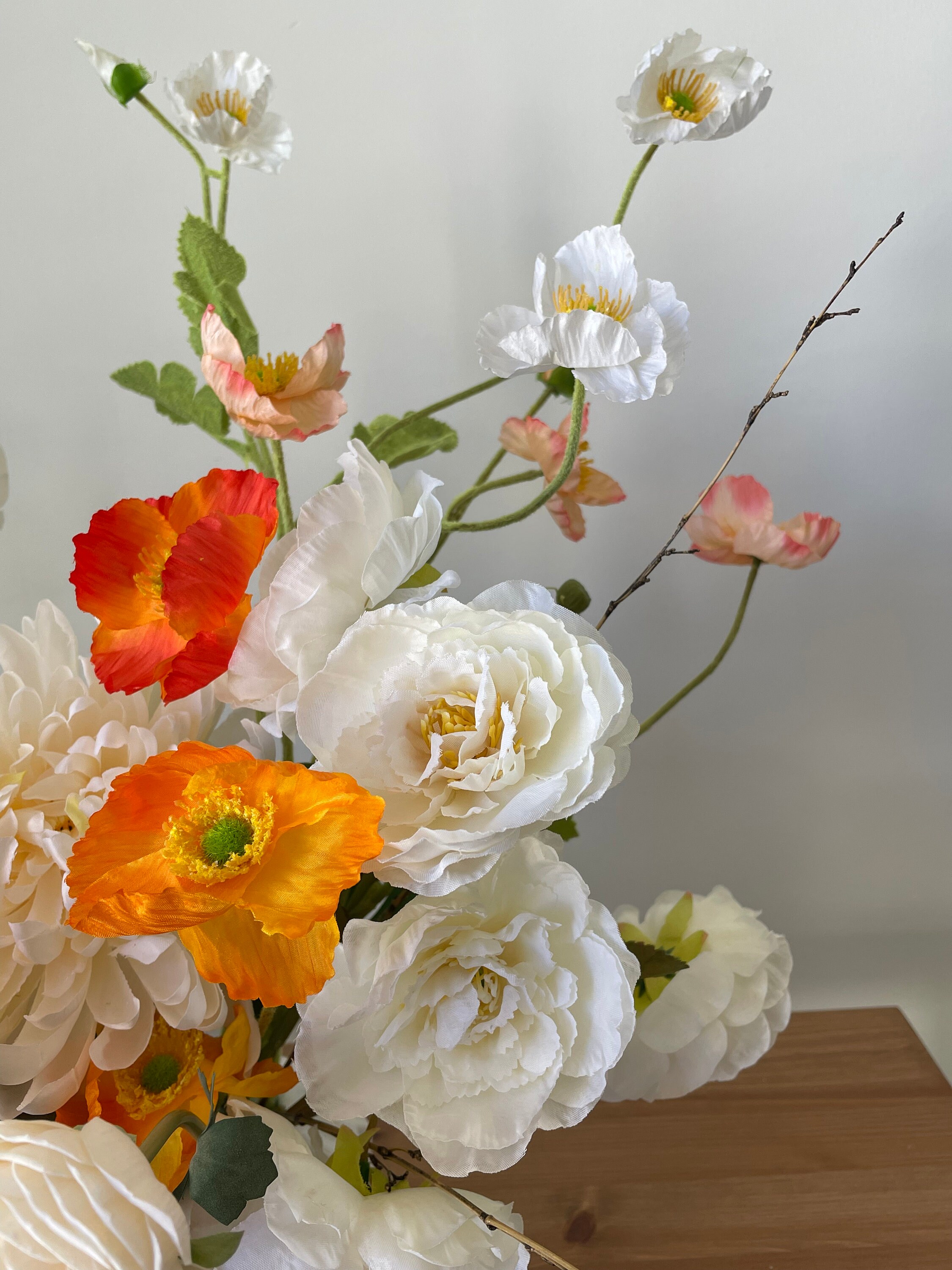Floral Home Decor, Artificial Flower Arrangement With Poppies, Roses ...