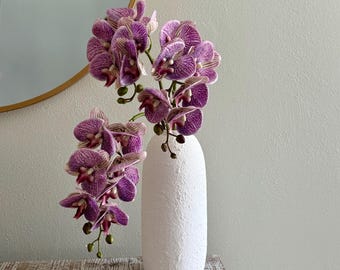 Real Touch Faux Purple Orchid Stem, 7 Heads Phalaenopsis Silk Floral Decor (27" Height)