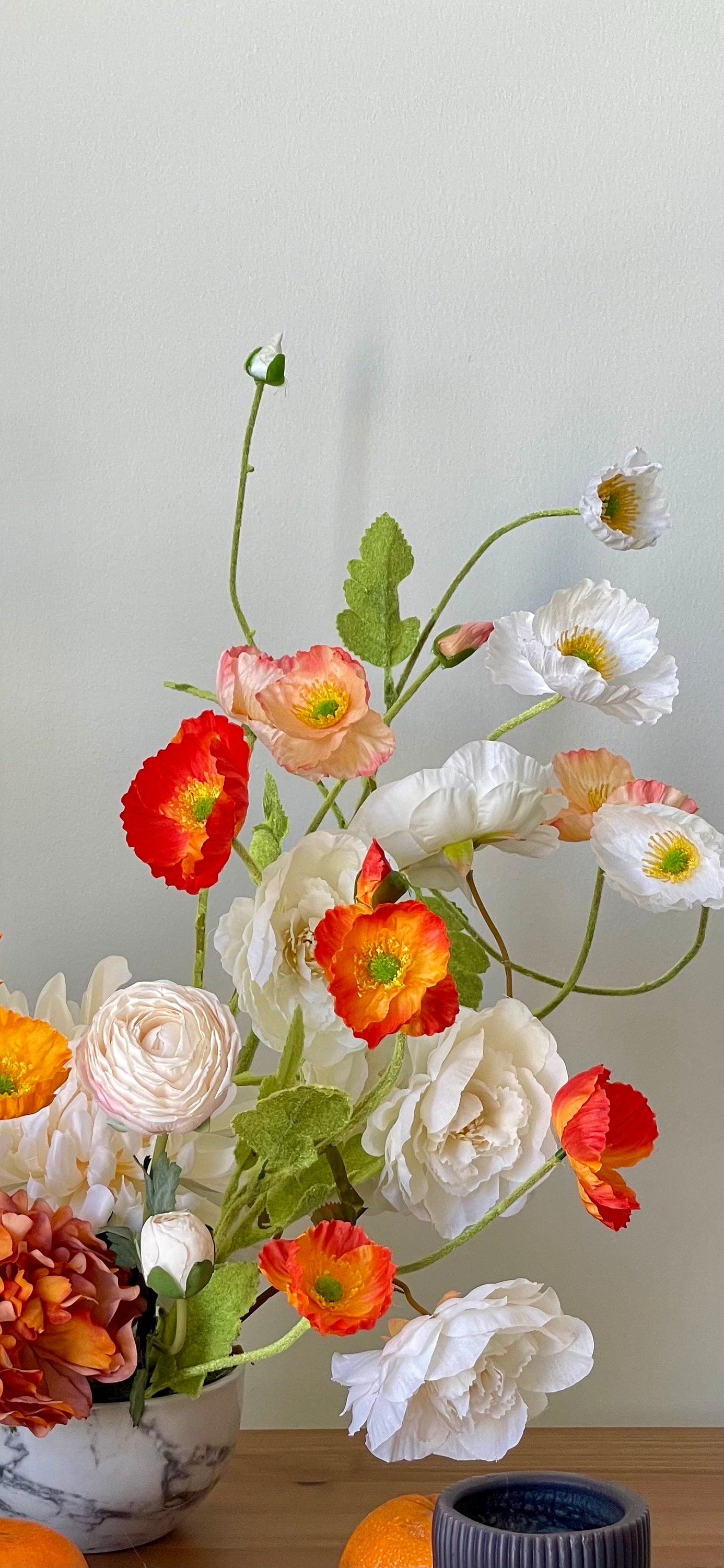 Floral Home Decor, Artificial Flower Arrangement With Poppies, Roses ...