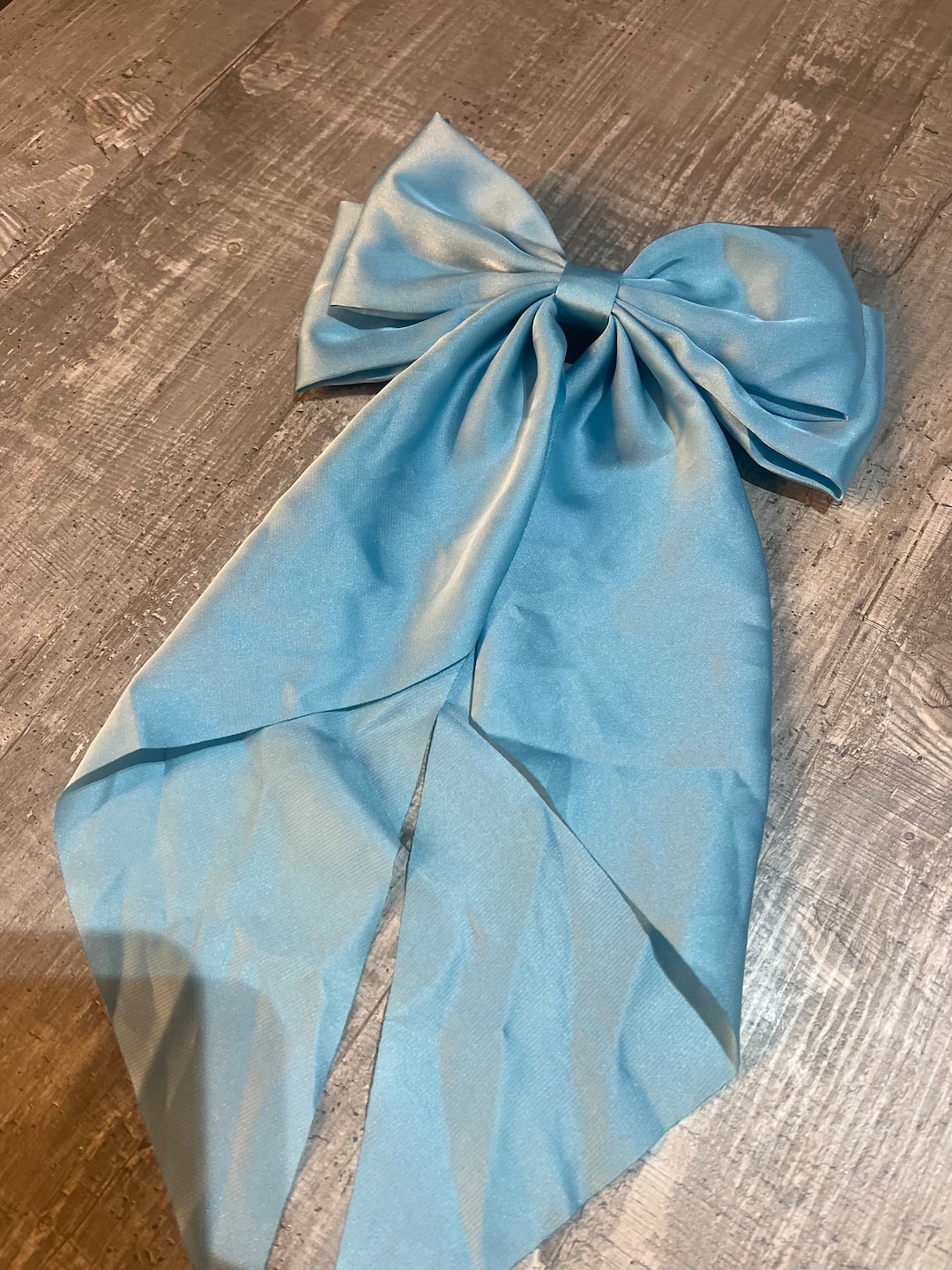 Blue - Handmade Fabric Bow Hair Clip 03