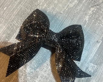 Black glittery gem hair bow