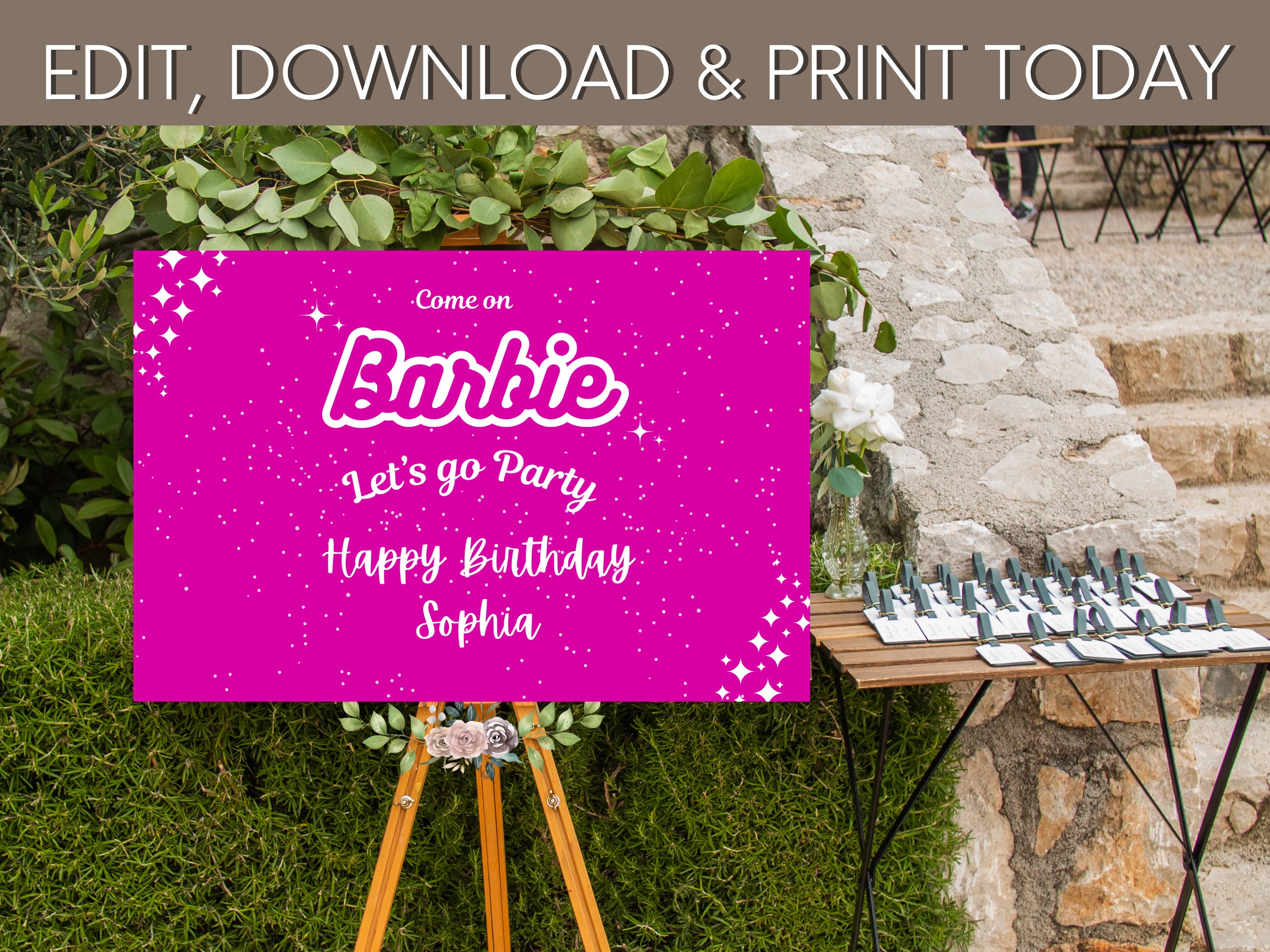 Barbie Welcome Sign Template, Barbie Birthday Party, Outdoor Banner ...