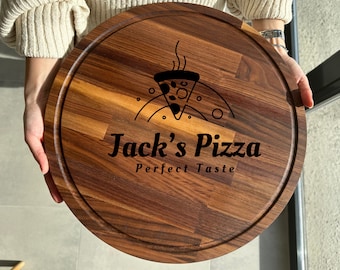 Personalized pizza board, Pizza cutting board, Wooden pizza board, Large pizza board, Gift for mother, Restaurant branded gift