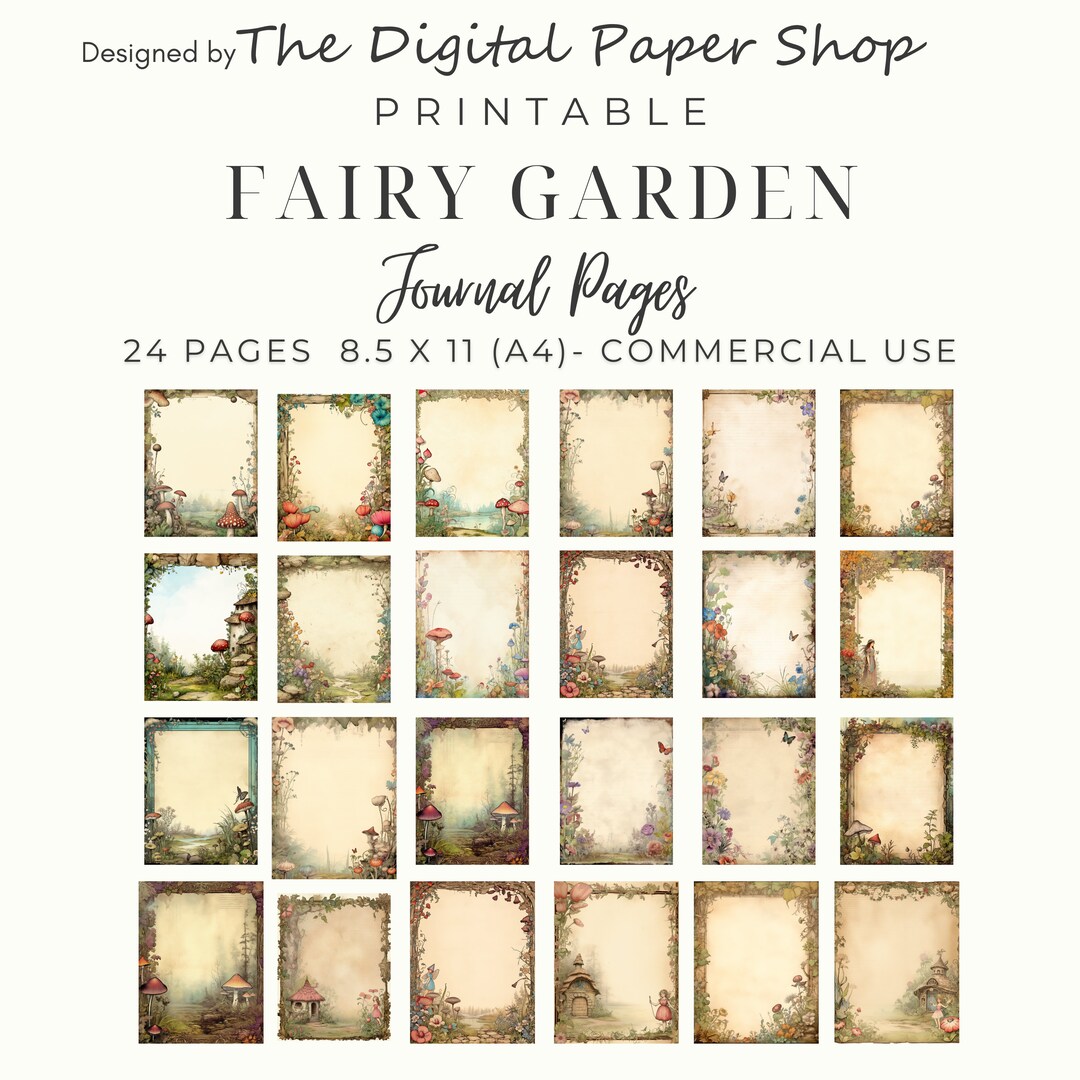 Vintage Fairy Garden Printable Journal Pages 8.5 X 11 Standard A4 PND ...
