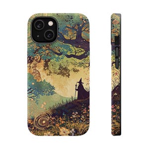 Enchanted Forest MagSafe iPhone Case | Cottagecore Fantasy Phone Cover | Whimsical Wizard Storybook Art Case