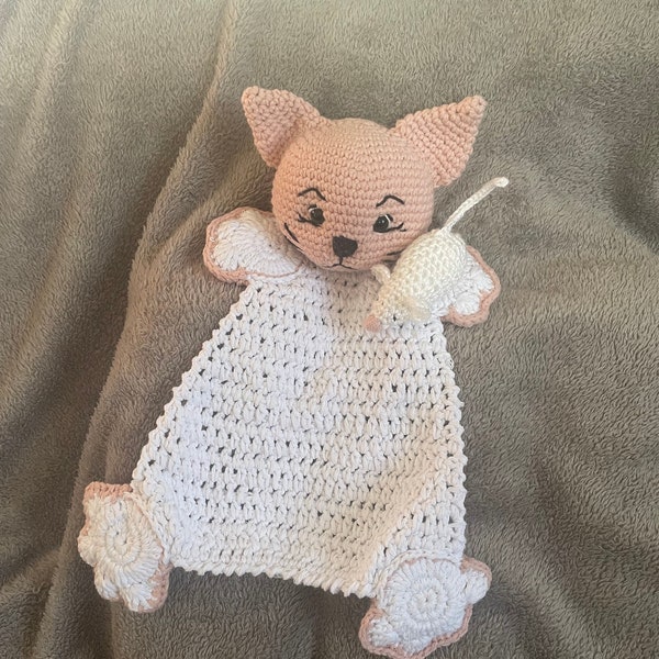 Doudou chat avec souris fait-main crochet