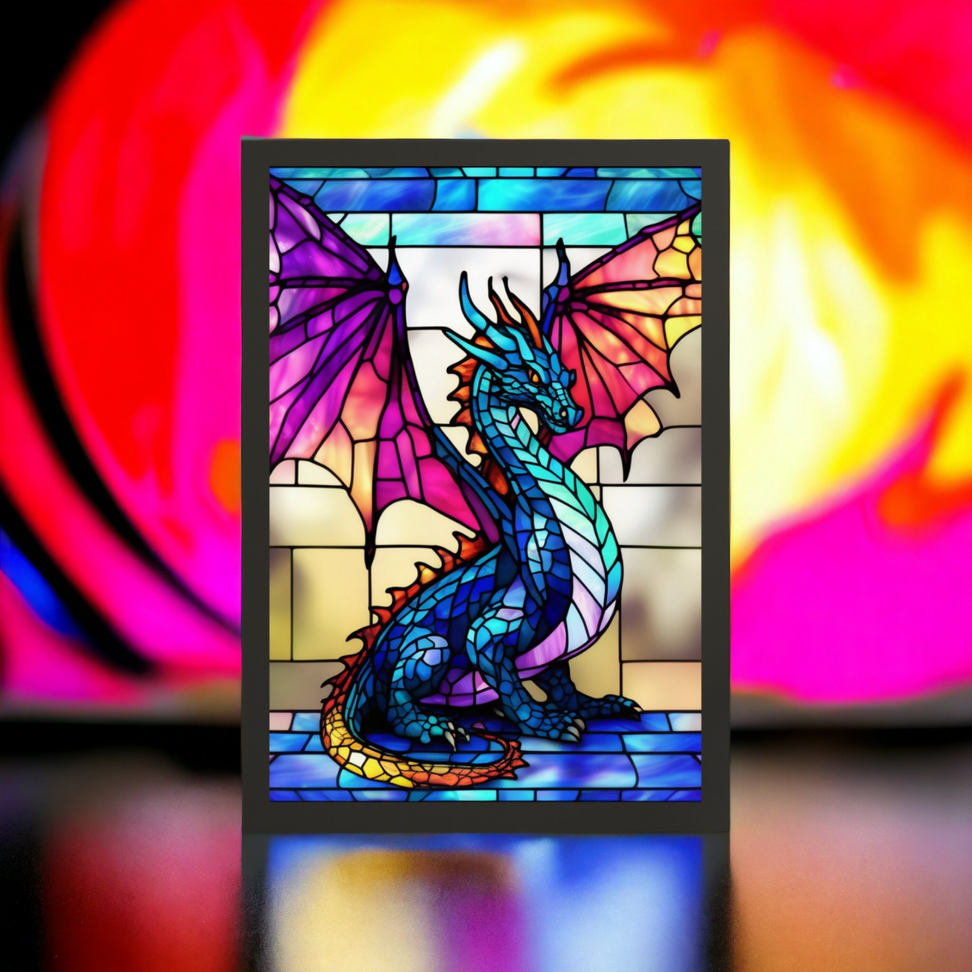 5 Stained Glass Dragon Bundle, Stained Glass Decore, Stained Glass ...