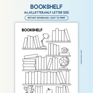 Bookshelf Printable Template (50 books) | Reading Challenge | Reading Log | Books to Read | A4,A5,Letter,Half Letter Size | PDF
