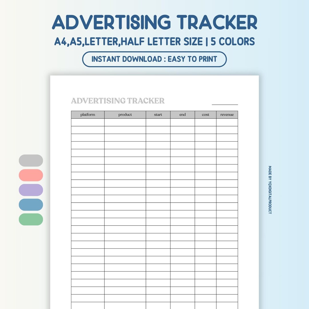 Advertising Tracker, Ad Campaign Tracker, Advertising Campaign Log ...