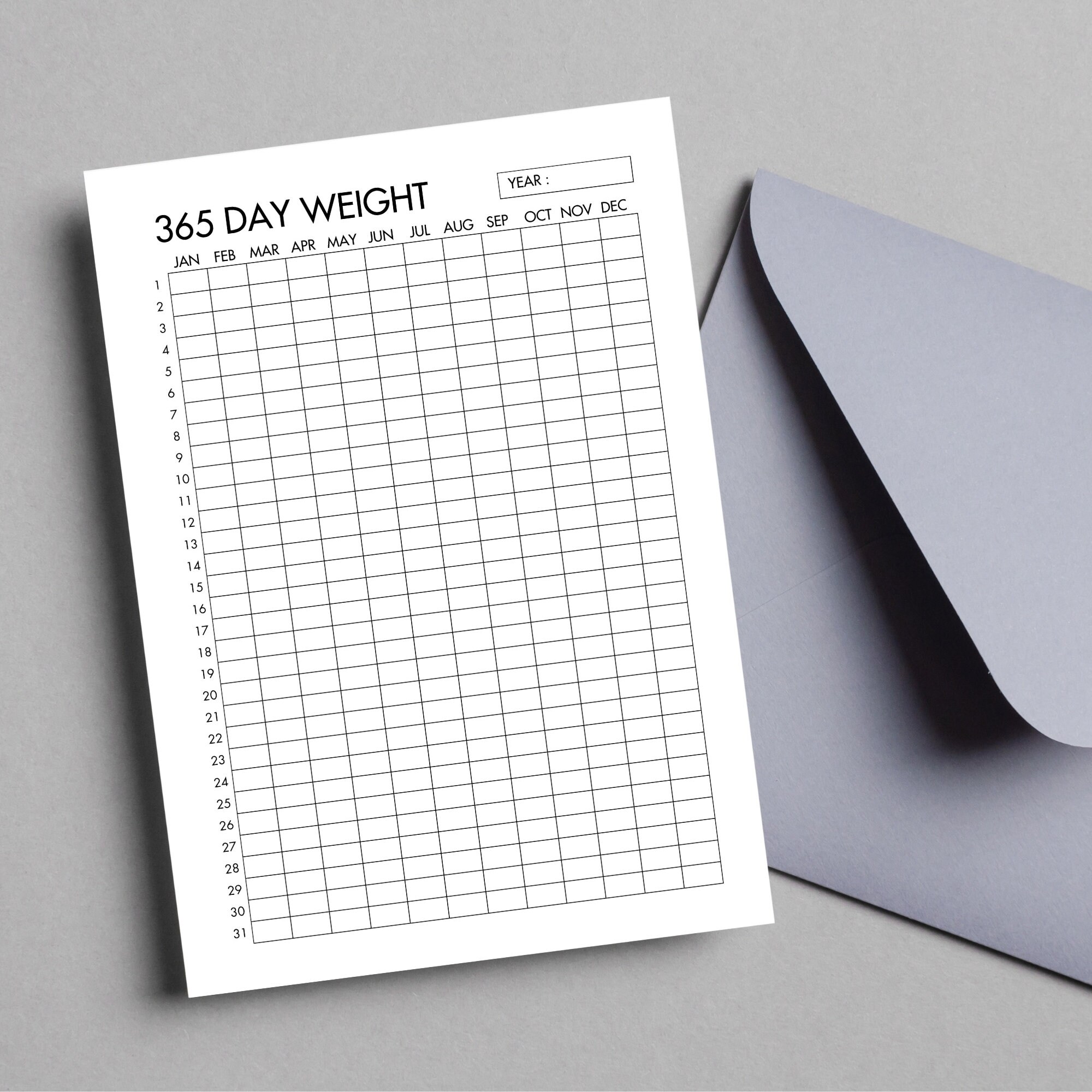 365 Day Weight Tracker Printable Daily Weight Tracker Weight Loss ...