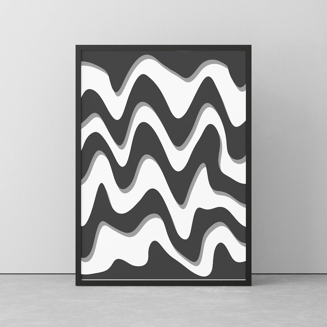 black-and-white-wall-art-aesthetic-wall-art-print-abstract-wavy-wall